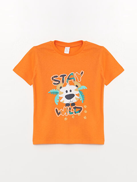 LCW ECO Bisiklet Yaka Kısa Kollu Baskılı Erkek Bebek Tişört - S4KE88Z1-GKT