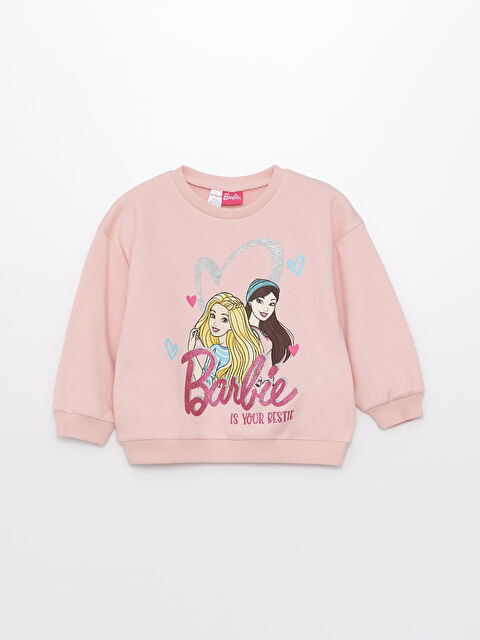 LCW Kids Bisiklet Yaka Uzun Kollu Barbie Baskılı Kız Bebek Sweatshirt - S4KF91Z1-FTG