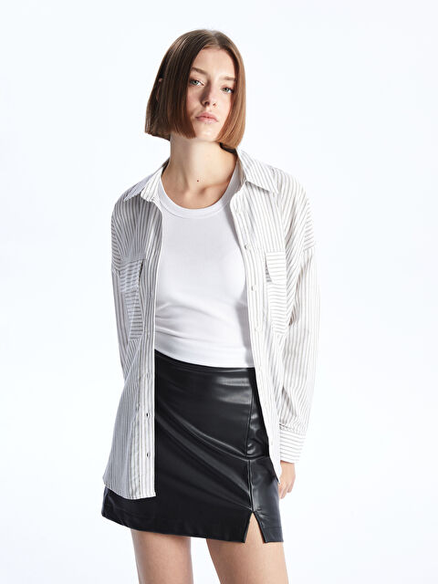 LCW Vision Dar Fit Düz Deri Görünümlü Kadın Etek - S4KI01Z8-CVL