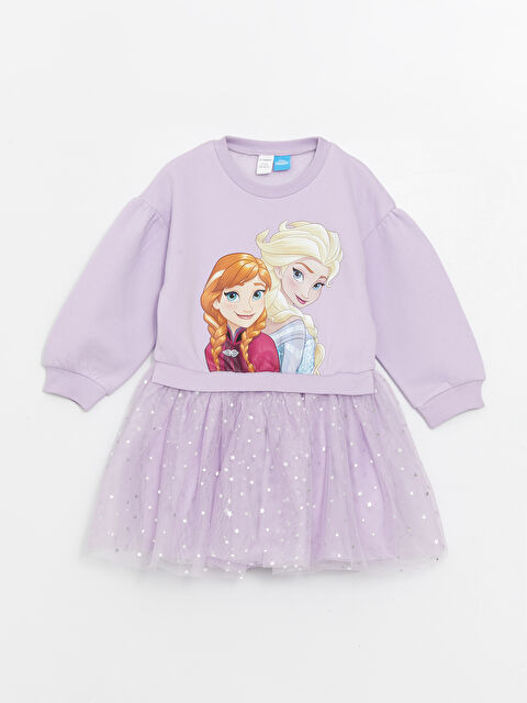 LCW Kids Bisiklet Yaka Uzun Kollu Elsa Baskılı Kız Bebek Elbise - S4KI55Z1-KLK