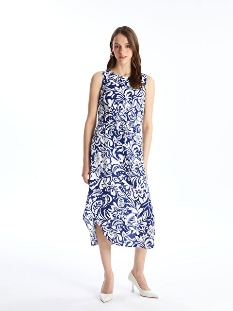 LCWAIKIKI Classic Bisiklet Yaka Desenli Kadın Elbise - S4KJ64Z8-LSJ