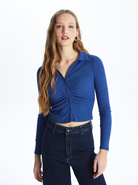 LCW Vision قميص سادة كم طويل للسيدات - S4KJ86Z8-VEE