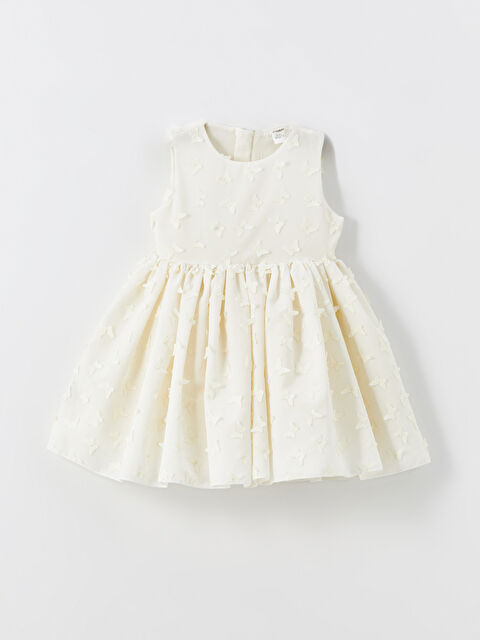 LCW Kids Bisiklet Yaka Kolsuz Dantelli Kız Bebek Elbise - S4KJ87Z1-FES