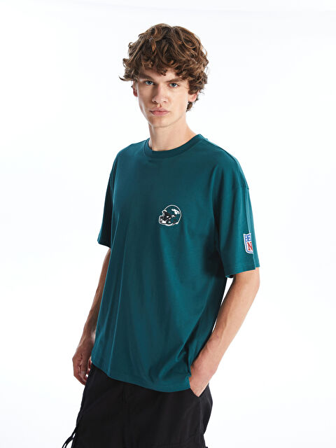 XSIDE T-shirt pour hommes en coton peigné imprimé à manches courtes et col rond - S4KL43Z8-V9G