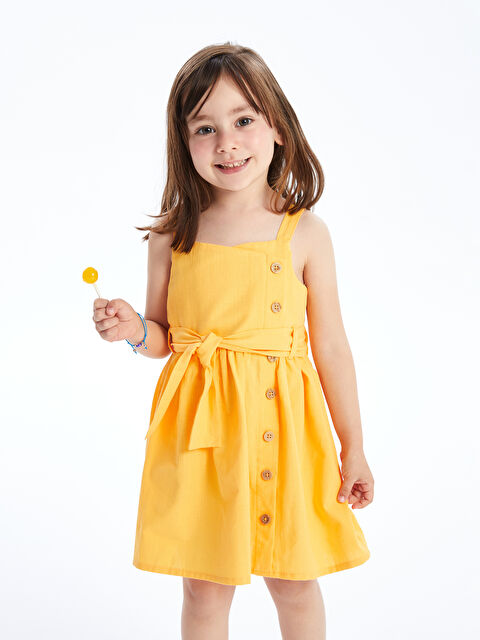 LCW Kids Kruvaze Yaka Askılı Kız Bebek Elbise - S4KM83Z1-FVD