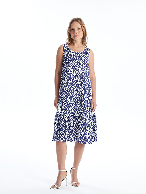 LCWAIKIKI Classic Bisiklet Yaka Çiçekli A Kesim Kadın Elbise - S4KO61Z8-LQQ