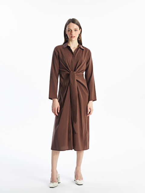 LCWAIKIKI Classic Düz Uzun Kollu Kadın Gömlek Elbise - S4KO70Z8-YHF