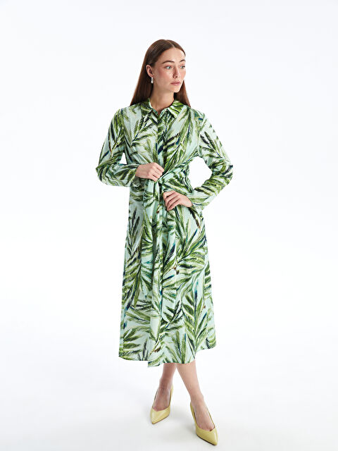 LCWAIKIKI Classic Floral Long Sleeve Women's Shirt Dress - S4KP09Z8-LRR