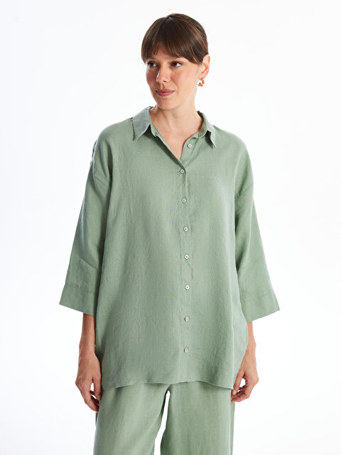 LCWAIKIKI Classic قميص أخضر امرأة