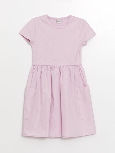 LCW Kids Bisiklet Yaka Kısa Kollu Kız Çocuk Elbise