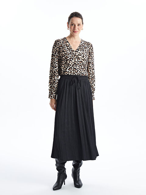 LCWAIKIKI Classic Beli Lastikli Kadın Pileli Etek - S4KS45Z8-CVL