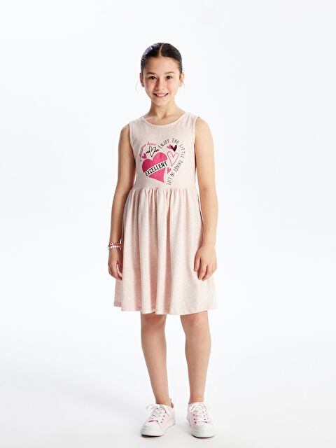 LCW Kids Bisiklet Yaka Baskılı Kız Çocuk Elbise - S4KS48Z4-LBZ