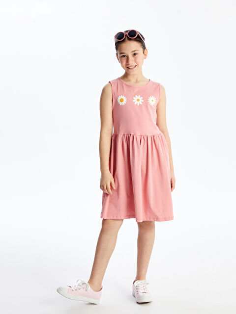 LCW Kids Crew Neck Floral Girls' Dress - S4KS49Z4-T03