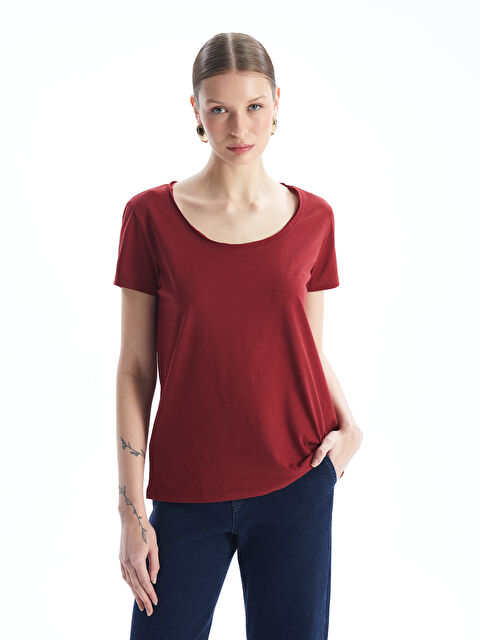 LCW ECO Okrugli izrez Jednostavna Kratki rukav Ženska Majica