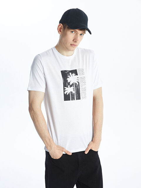 CALİMERA MODA Bisiklet Yaka Baskılı Kısa Kollu Erkek Tişört - S4KT70Z8-LU7