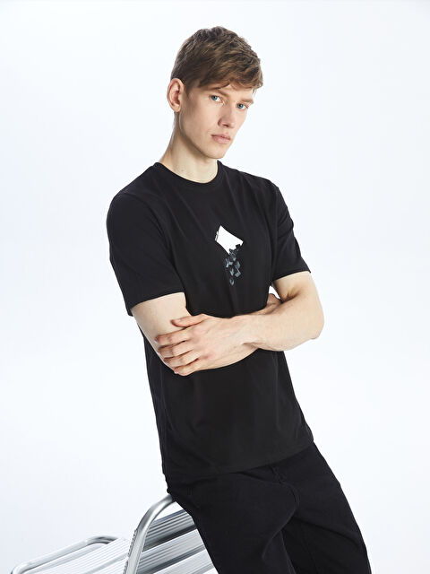 CALİMERA MODA Bisiklet Yaka Baskılı Kısa Kollu Erkek Tişört - S4KT72Z8-LQJ