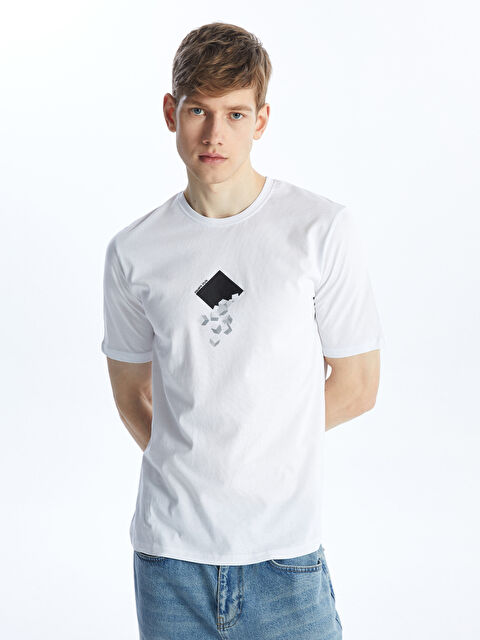 CALİMERA MODA Bisiklet Yaka Baskılı Kısa Kollu Erkek Tişört - S4KT72Z8-LU7