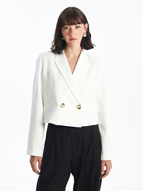 LCW Vision Düz Uzun Kollu Keten Karışımlı Kadın Blazer Ceket - S4KU66Z8-U7E