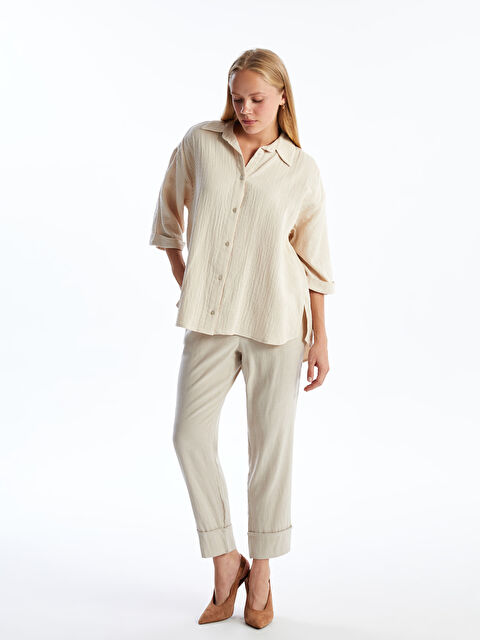 LCWAIKIKI Maternity Beli Lastikli Keten Karışımlı Hamile Havuç Pantolon - S4KU88Z8-YHG