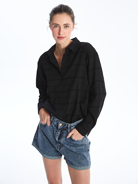 LCW Vision Self-Patterned Long Sleeve Oversize Women's Shirt