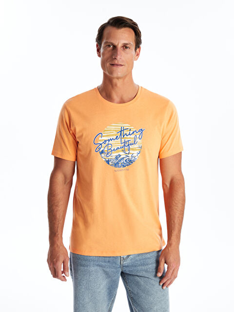 LCW ECO Crew Neck Short Sleeve Printed Combed Cotton Men's T-shirt