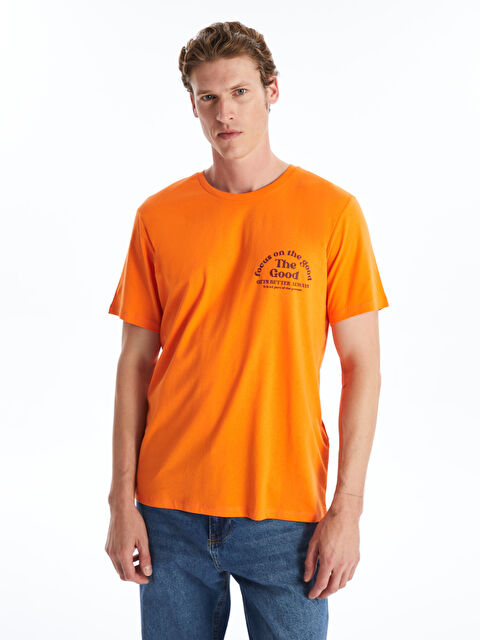 LCW ECO Crew Neck Short Sleeve Printed Combed Cotton Men's T-shirt