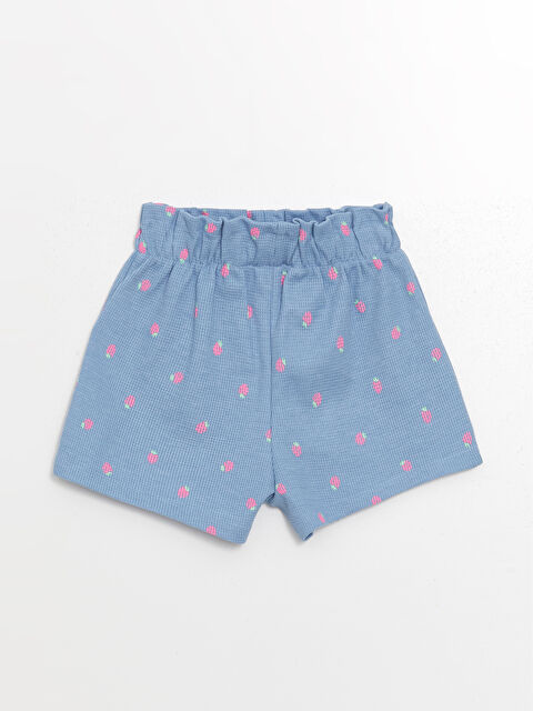 LCW Kids Beli Lastikli Baskılı Kız Bebek Şort - S4L120Z1-LQQ
