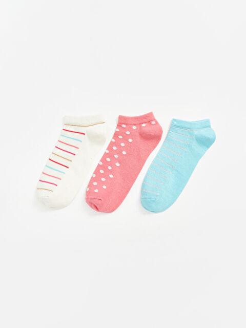 LCW Kids Patterned Girls' Trainer Socks 3-pack - S4L318Z4-EEW