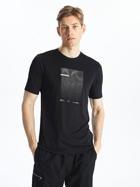 LC WAIKIKI Bisiklet Yaka Kısa Kollu Baskılı Erkek Spor Tişört - S4L357Z8-CVL