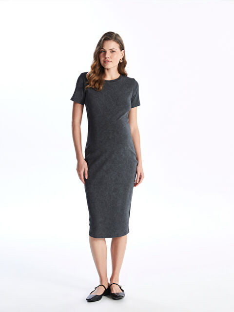 LCWAIKIKI Maternity Bisiklet Yaka Düz Kısa Kollu Hamile Bodycon Elbise - S4L622Z8-CVL