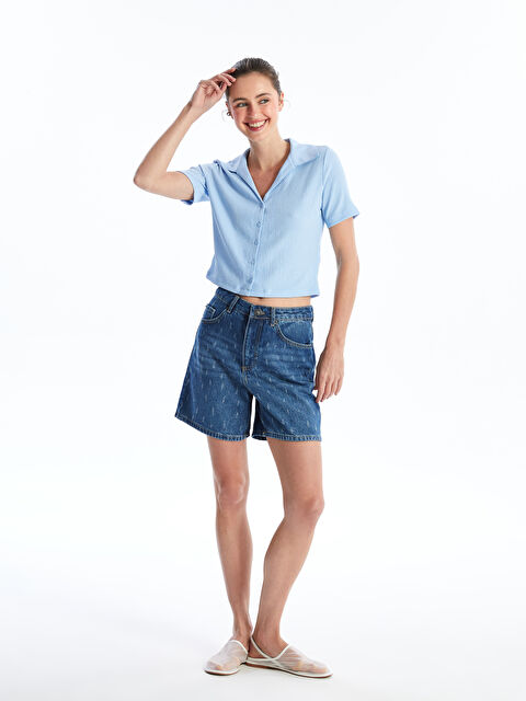 LCW Vision Standart Fit Yırtık Detaylı Kadın Jean Şort - S4L875Z8-507