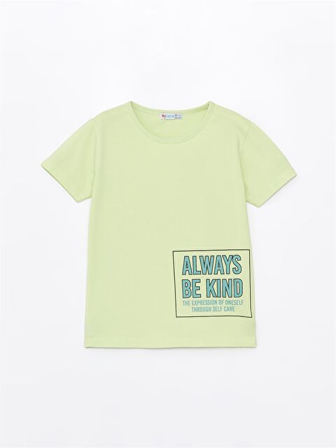 Myhanne Bisiklet Yaka Baskılı Kısa Kollu Kız Çocuk Tişört - S4LA53Z4-FTP