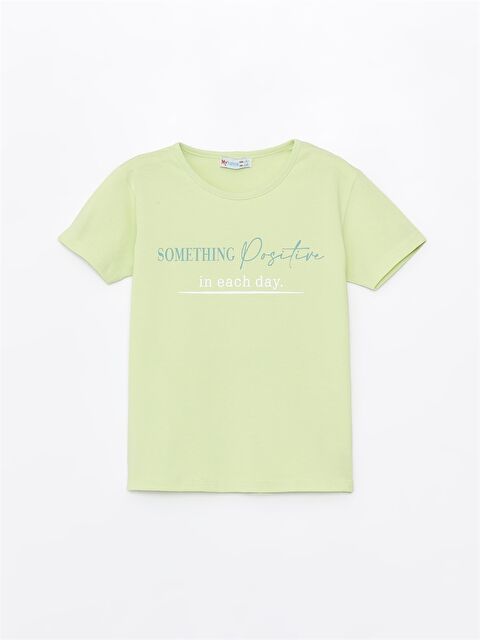 Myhanne Bisiklet Yaka Baskılı Kısa Kollu Kız Çocuk Tişört - S4LA57Z4-FTP