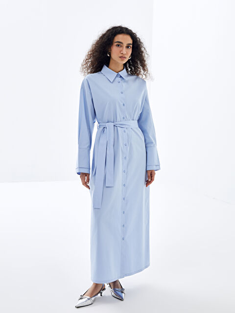 LCW Modest Düz Uzun Kollu Kadın Gömlek Elbise - S4LB27Z8-DHU