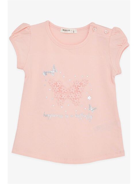 Breeze Bisiklet Yaka Kısa Kollu Kız Bebek Tişört - S4LE73Z1-DHT