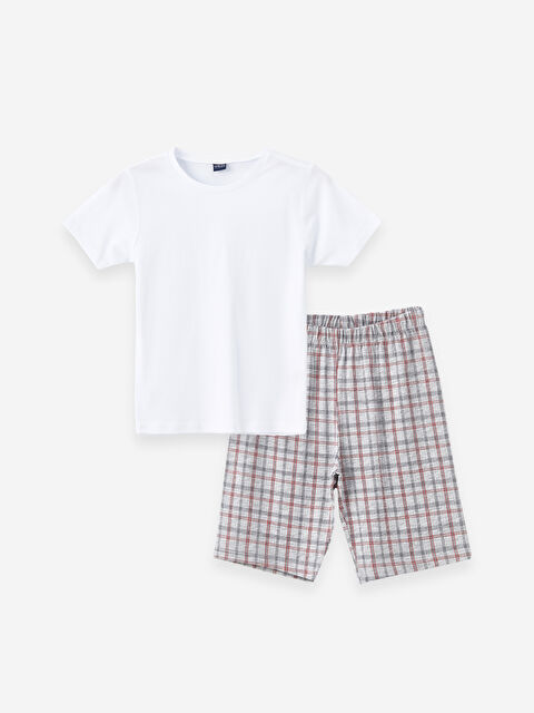 LCW ECO Crew Neck Boys' Shorts Pyjama Set - S4LH58Z4-J5E