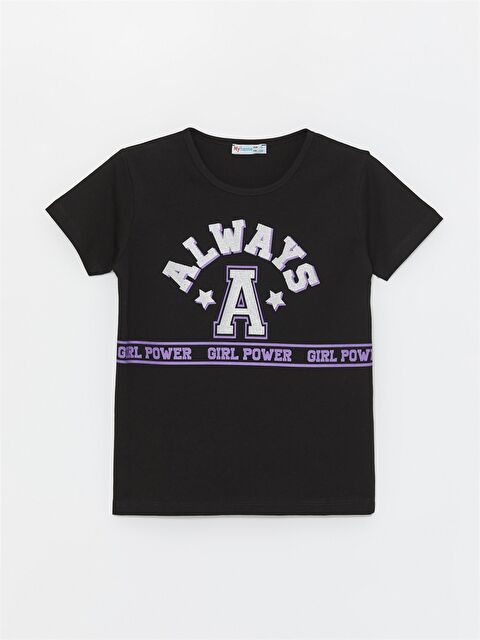 Myhanne Bisiklet Yaka Baskılı Kız Çocuk Tişört - S4LI65Z4-HEG