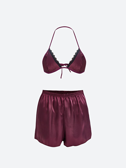 Path-y Saten Şortlu Kadın Pijama Takımı - S4LJ33Z8-H3T