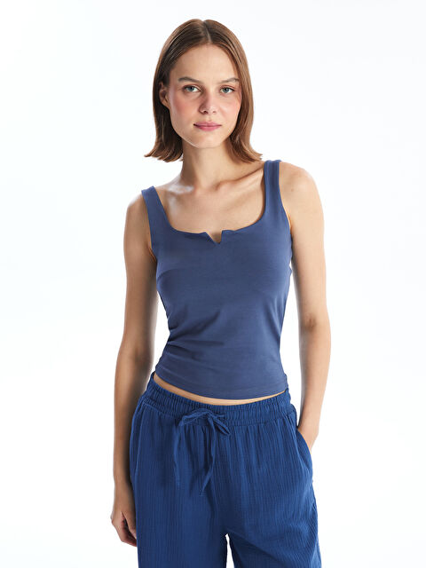 LCW Vision U Yaka Düz Crop Kadın Atlet - S4LK54Z8-P2Z