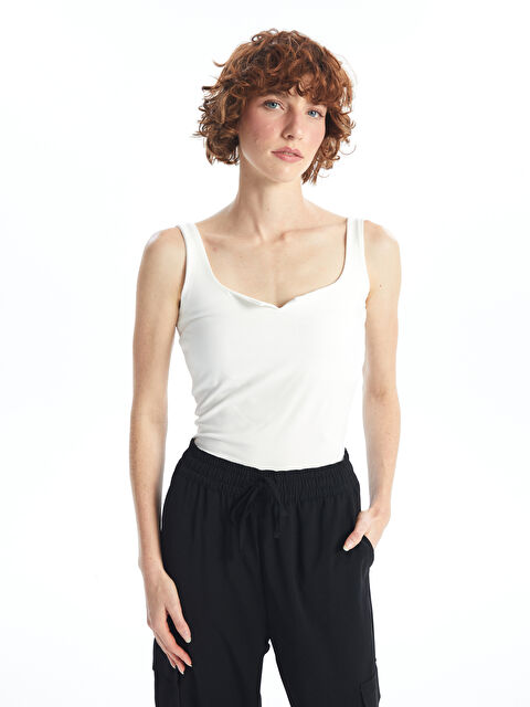 LCW Vision U Yaka Düz Crop Kadın Atlet - S4LK54Z8-R9J