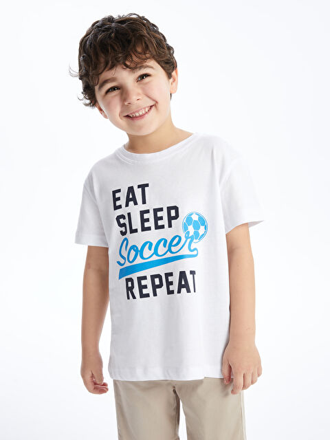 Calimera Kids Bisiklet Yaka Baskılı Erkek Çocuk Tişört - S4LM44Z4-J5E