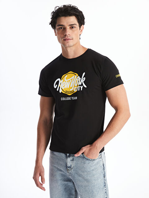 CALİMERA MODA Bisiklet Yaka Kısa Kollu Baskılı Erkek Tişört - S4LM54Z8-HEG