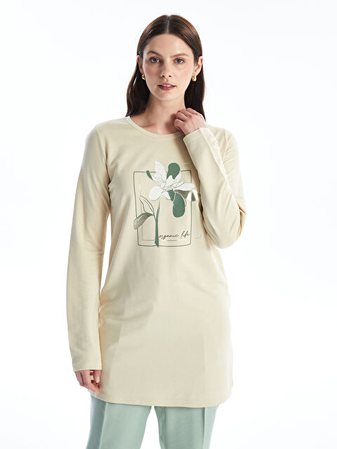 LCWAIKIKI Basic Bisiklet Yaka Baskılı Kadın Tunik - S4LO29Z8-KPL