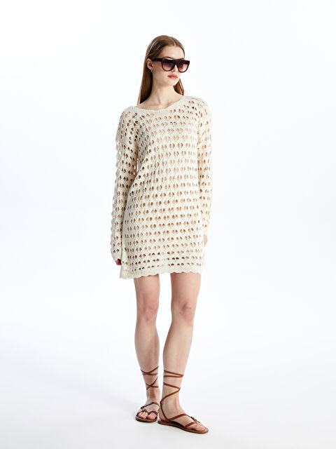 CALİMERA MODA Bisiklet Yaka Kadın Kroşe Elbise - S4LQ59Z8-FRJ