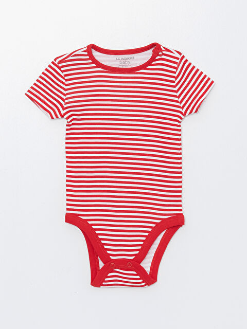 LCW ECO Bisiklet Yaka Kısa Kollu Çizgili Erkek Bebek Çıtçıtlı Body - S4LS31Z1-LJE