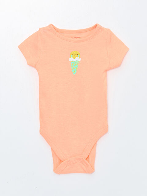 LCW ECO Crew Neck Short Sleeve Printed Baby Boy Snap Button Bodysuit - S4LS32Z1-V5G