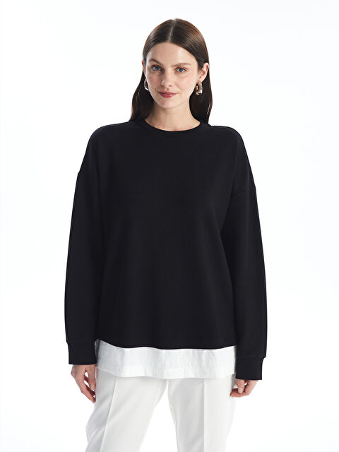 LCWAIKIKI Basic Bisiklet Yaka Düz Oversize Kadın Sweatshirt - S4LS42Z8-CVL