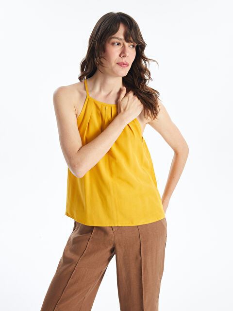 LCW Vision Halter Yaka Düz Keten Karışımlı Kadın Bluz - S4LS89Z8-FMJ