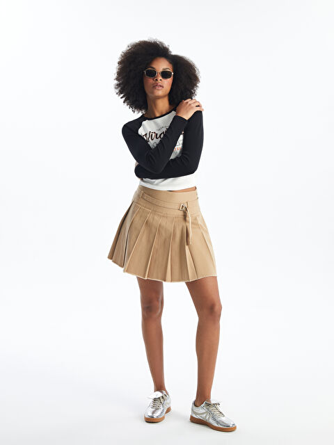 XSIDE Beli Kemerli Dar Fit Kadın Pileli Etek - S4LV58Z8-YHZ