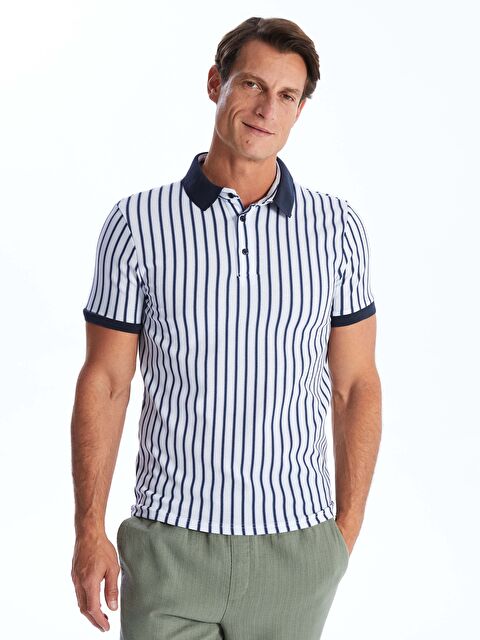 CALİMERA MODA Polo Yaka Kısa Kollu Çizgili Erkek Tişört - S4LY84Z8-LGS